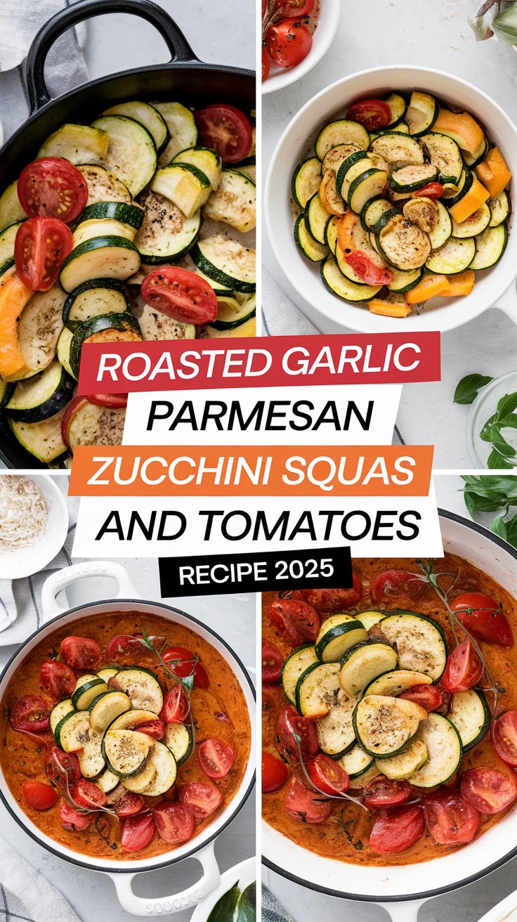 Roasted Garlic Parmesan Zucchini Squas and Tomatoes Recipe